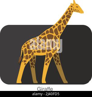 Giraffe walking flat icon design, vector illustration Stock Vector
