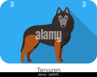 Breed dog standing on the ground, side, face forward, dog cartoon image Stock Vector