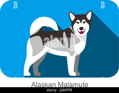 Breed dog standing on the ground, side, face forward, dog cartoon image Stock Vector