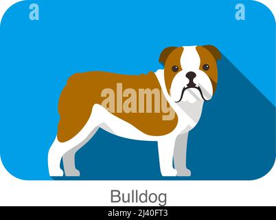 Breed dog standing on the ground, side, face forward, dog cartoon image Stock Vector