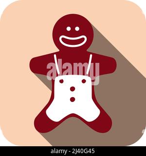 Christmas gingerbread man flat icon Stock Vector