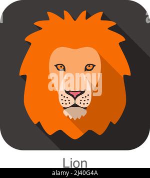 Lion, Cat breed face cartoon flat icon design Stock Vector