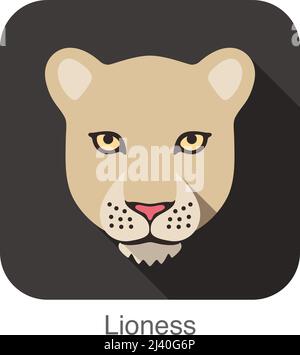 Lion, Cat breed face cartoon flat icon design Stock Vector