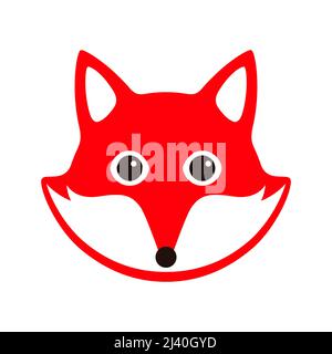 Cute Red Fox, cartoon flat icon design, like a logo Stock Vector