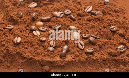 Instant coffee isolated on a background. Top view.