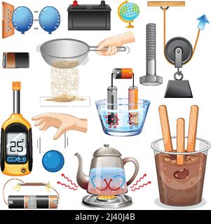 Science equipments on white background illustration Stock Vector