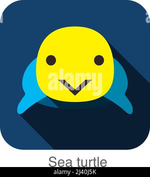 Sea turtle animal face flat design Stock Vector