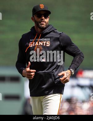 April 09 2022 San Francisco CA, U.S.A. San Francisco shortstop Brandon  Crawford (35) on deck during MLB game between the Miami Marlins and the San  Francisco Giants. The Marlins beat the Giants