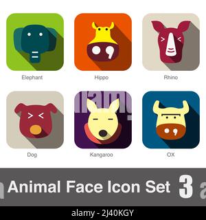 Animal face flat icon,  Vector Stock Vector