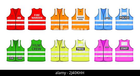 Safety reflective vest with label Rigger man tag flat style design ...