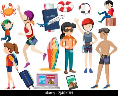 Set of people in different actions illustration Stock Vector