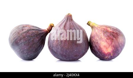 Three ripe figs isolated on white background with clipping path Stock Photo