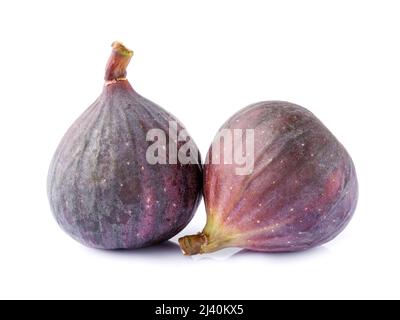 Two ripe figs isolated on white background with clipping path Stock Photo