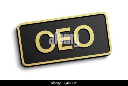 Classic style CEO vector black badge with golden details, isolated on white background. Stock Vector