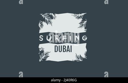T-shirt design surfing Dubai Stock Vector