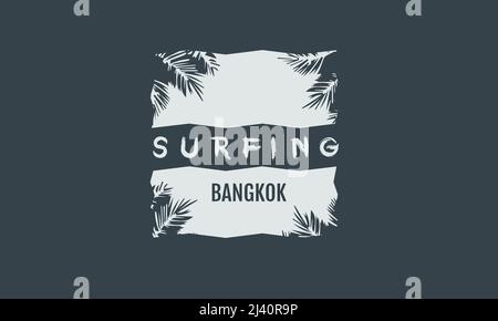 T-shirt design surfing Bangkok Stock Vector