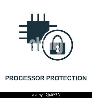 Processor Protection flat icon. Colored element sign from internet security collection. Flat Processor Protection icon sign for web design Stock Vector