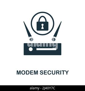 Modem Security flat icon. Colored element sign from internet security collection. Flat Modem Security icon sign for web design, infographics and more. Stock Vector