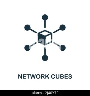 Network Cubes flat icon. Colored element sign from internet security collection. Flat Network Cubes icon sign for web design, infographics and more. Stock Vector