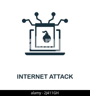 Internet Attack flat icon. Colored element sign from internet security collection. Flat Internet Attack icon sign for web design, infographics and Stock Vector