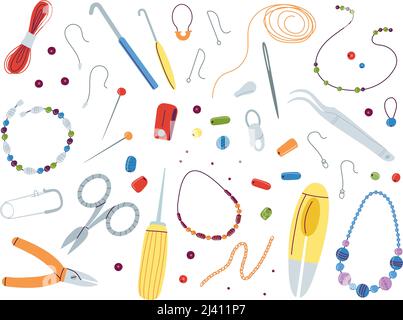 Jewelry Making Tools Cartoon Handmade Accessories With Instruments Flat  Bracelet Necklace Ring Earrings Hobby Diy Workshop Concept Vector Set Stock  Illustration - Download Image Now - iStock