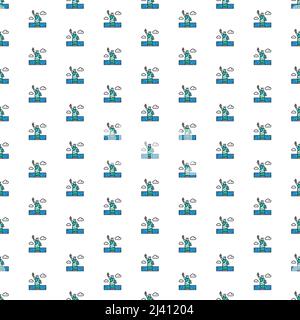 Kiev, Ukraine - March 1, 2022: Vector Statue of Liberty, USA, landmark pattern with various icons. Stock Vector