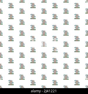 Kiev, Ukraine - March 1, 2022: Vector tower of Pisa, Italy, landmark pattern with various icons. Stock Vector
