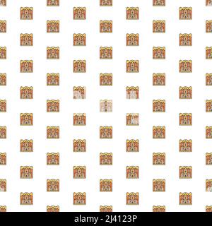 Kiev, Ukraine - March 1, 2022: Vector Monastery of Petra, Jordan, landmark pattern with various icons. Stock Vector