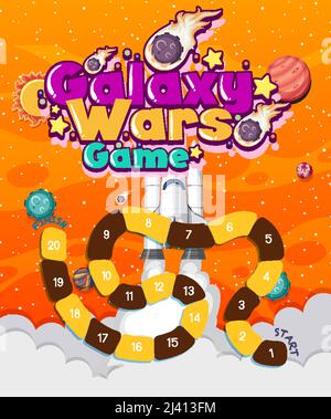Game template with space theme background illustration Stock Vector