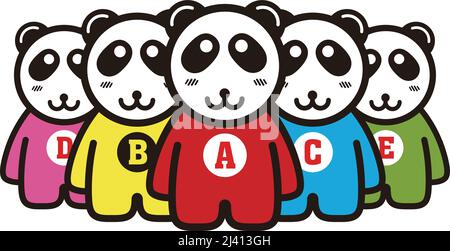 cute panda standing in a line like human, vector Stock Vector