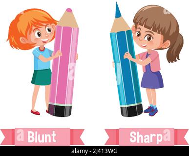 Opposite words for blunt and sharp illustration Stock Vector Image ...