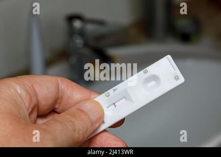 Lateral flow test for Coronavirus/Covid-19, also known as an LFT, showing negative result Stock Photo