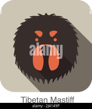 Tibetan Mastiff dog face flat design Stock Vector
