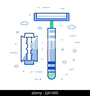 Reusable Manual Razor Shaver with Blade Icon Stock Vector