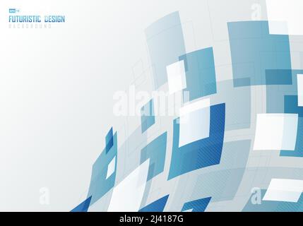 Abstract futuristic template design of square pattern artwork decorative. Overlapping with halftone style background. Illustration vector Stock Vector
