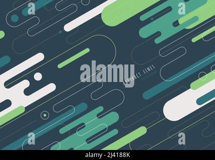 Abstract shape pattern design decorative artwork style. Overlapping in green rounded lines background. Illustration vector Stock Vector