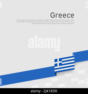 Greece flag background. Greece flag color ribbon on a white background. National poster. Business booklet. Vector flat design. State greek patriotic Stock Vector