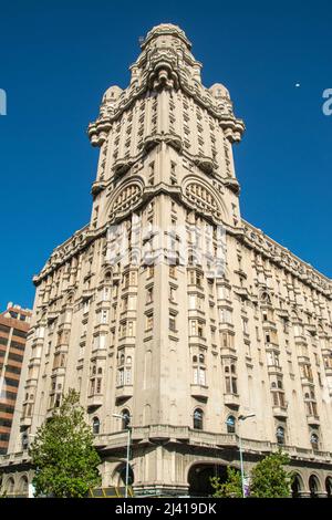 Salvo Palace, historic building at Independence square in Montevideo, Uruguay Stock Photo