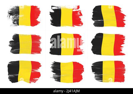 Flag of belgium on white stroke brush background Stock Photo - Alamy