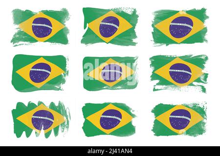 Brazil flag brush stroke, national flag on transparent background Stock ...