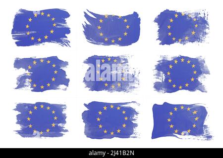 European Union flag brush stroke, national flag on white background ...