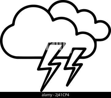 Thundercloud thin line icon isolated on white background - Vector illustration Stock Vector