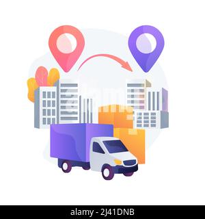 Interurban migration abstract concept vector illustration. Movement of people, census metropolitan area, buying ticket, traveling by plane train car, Stock Vector