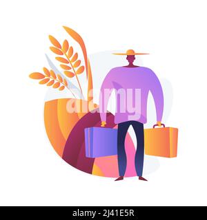 Rural migration abstract concept vector illustration. Rural-urban migration flows, people movement, agriculture development, population growth, moving Stock Vector