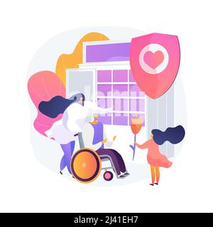 Social services abstract concept vector illustration. Social work assistance, public welfare service, organization, help people, child support, disabl Stock Vector