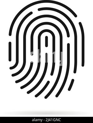 stroke fingerprint icon with shadow Stock Vector