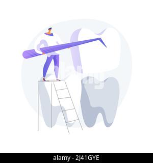 Dental veneers abstract concept vector illustration. Veneer placement, dental beauty solution, teeth aesthetics, cosmetic dentistry service, orthodont Stock Vector