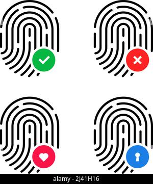 set of fingerprint icons for touch id Stock Vector