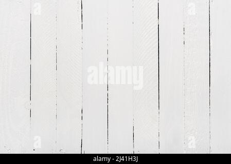 White painted wooden planks texture background top view Stock Photo