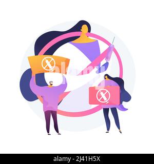 Refusal of vaccination abstract concept vector illustration. Vaccine injection refusal risk, application, mandatory immunization, vaccination hesitanc Stock Vector